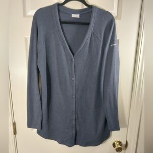Columbia Women's Blue V Neck Cardigan Sweater With Button Closure Size L